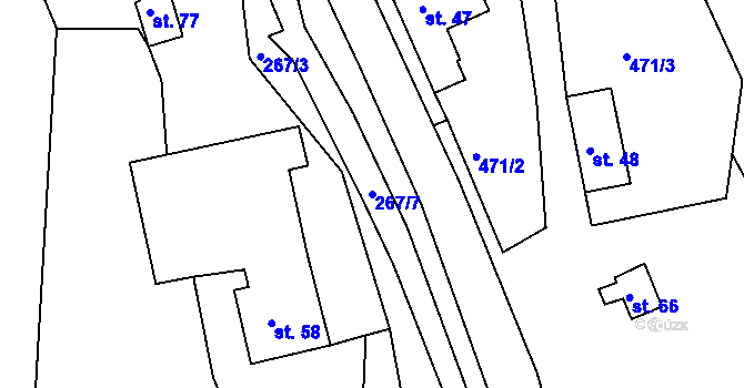 Parcela st. 267/7 v KÚ Běleč u Lomnice, Katastrální mapa