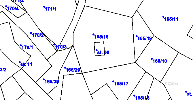 Parcela st. 30 v KÚ Křeptov, Katastrální mapa