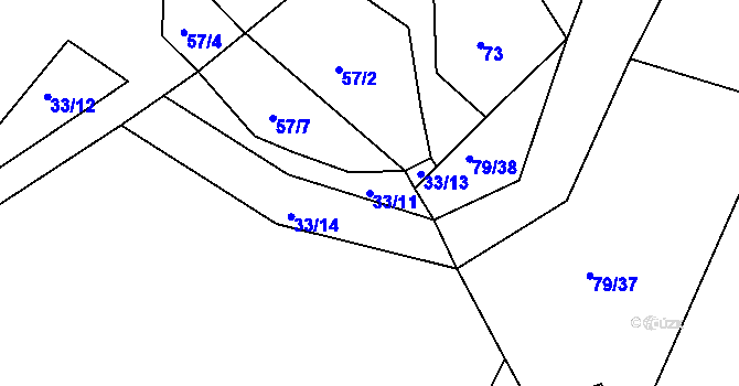 Parcela st. 33/11 v KÚ Křeptov, Katastrální mapa
