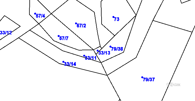 Parcela st. 33/13 v KÚ Křeptov, Katastrální mapa