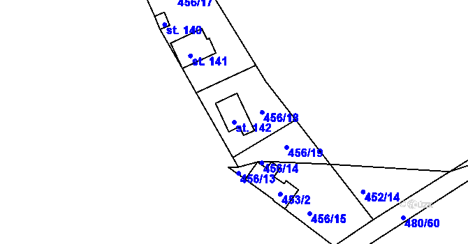 Parcela st. 142 v KÚ Běleč nad Orlicí, Katastrální mapa