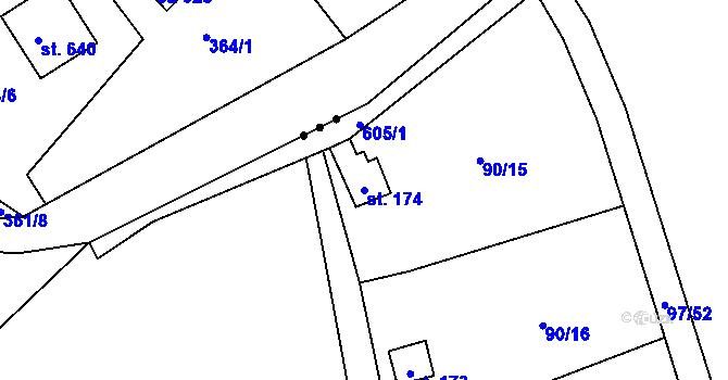 Parcela st. 174 v KÚ Běleč nad Orlicí, Katastrální mapa