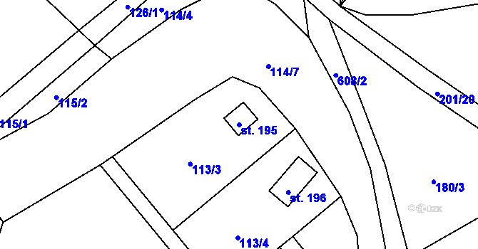 Parcela st. 195 v KÚ Běleč nad Orlicí, Katastrální mapa