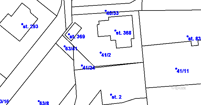Parcela st. 41/2 v KÚ Běleč nad Orlicí, Katastrální mapa
