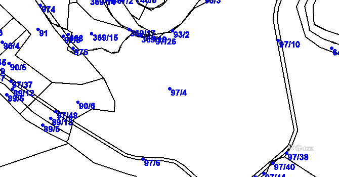 Parcela st. 97/4 v KÚ Běleč nad Orlicí, Katastrální mapa