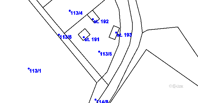 Parcela st. 113/5 v KÚ Běleč nad Orlicí, Katastrální mapa