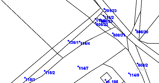 Parcela st. 114/4 v KÚ Běleč nad Orlicí, Katastrální mapa