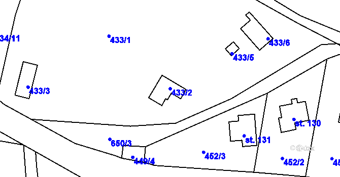 Parcela st. 433/2 v KÚ Běleč nad Orlicí, Katastrální mapa