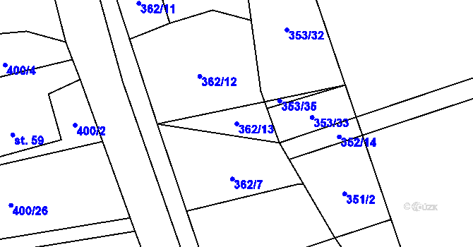 Parcela st. 362/13 v KÚ Běleč nad Orlicí, Katastrální mapa
