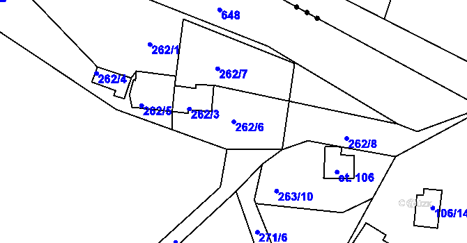 Parcela st. 262/6 v KÚ Běleč nad Orlicí, Katastrální mapa