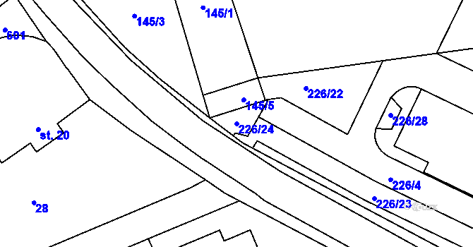 Parcela st. 226/24 v KÚ Běleč nad Orlicí, Katastrální mapa