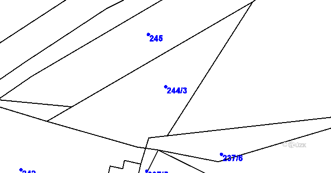 Parcela st. 244/3 v KÚ Bělečko, Katastrální mapa