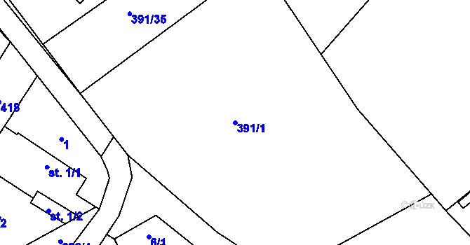 Parcela st. 391/1 v KÚ Bělečko, Katastrální mapa
