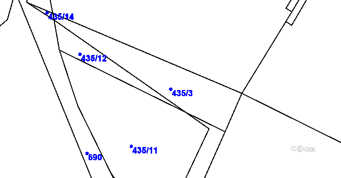 Parcela st. 435/3 v KÚ Bělečko, Katastrální mapa