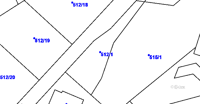 Parcela st. 512/1 v KÚ Bělečko, Katastrální mapa