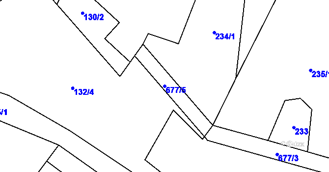 Parcela st. 677/5 v KÚ Bělečko, Katastrální mapa