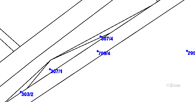 Parcela st. 709/4 v KÚ Bělečko, Katastrální mapa