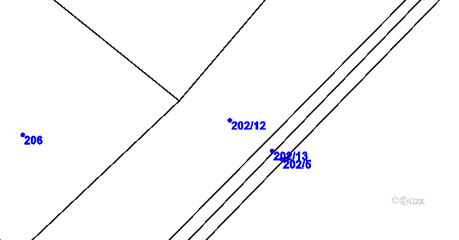 Parcela st. 202/12 v KÚ Bělečko, Katastrální mapa