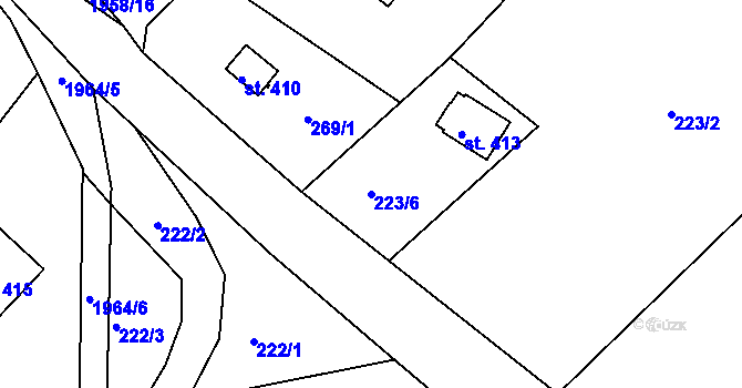 Parcela st. 223/6 v KÚ Bělice, Katastrální mapa