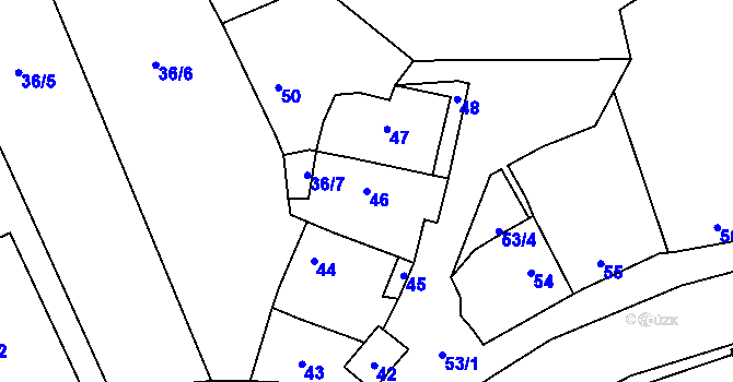 Parcela st. 46 v KÚ Bělkovice, Katastrální mapa