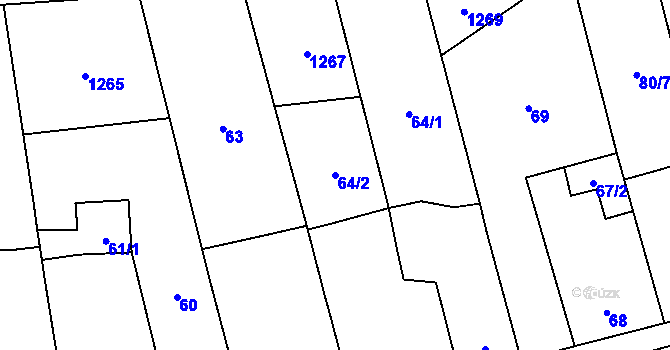 Parcela st. 64/2 v KÚ Bělkovice, Katastrální mapa