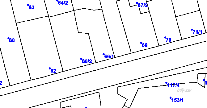 Parcela st. 66/1 v KÚ Bělkovice, Katastrální mapa