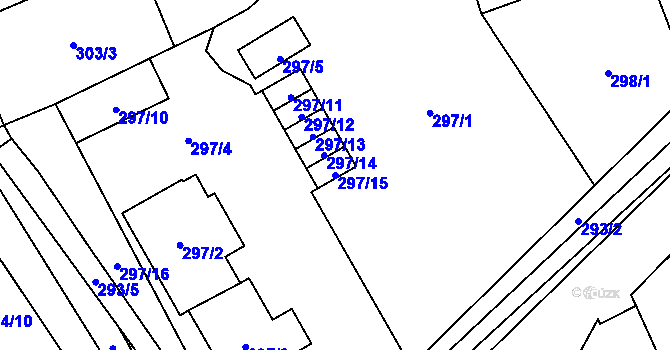Parcela st. 297/15 v KÚ Bělkovice, Katastrální mapa