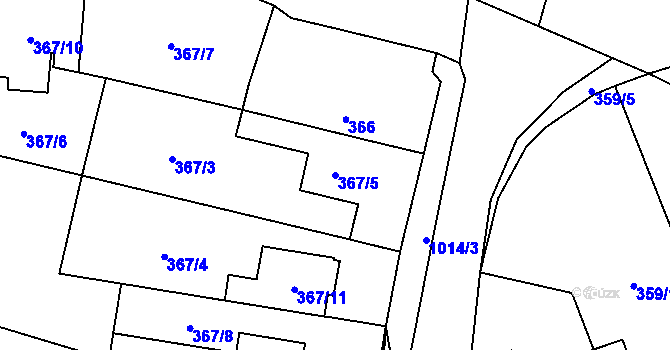 Parcela st. 367/5 v KÚ Bělkovice, Katastrální mapa