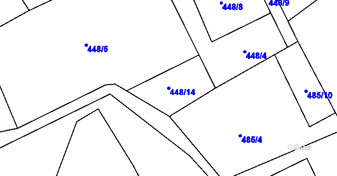 Parcela st. 448/14 v KÚ Bělkovice, Katastrální mapa
