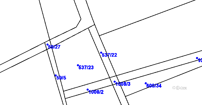Parcela st. 537/22 v KÚ Bělkovice, Katastrální mapa