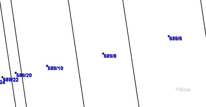 Parcela st. 689/8 v KÚ Bělkovice, Katastrální mapa