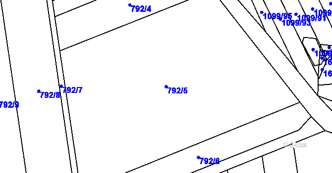 Parcela st. 792/5 v KÚ Bělkovice, Katastrální mapa