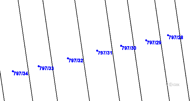 Parcela st. 797/31 v KÚ Bělkovice, Katastrální mapa