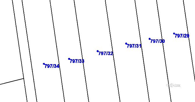 Parcela st. 797/32 v KÚ Bělkovice, Katastrální mapa