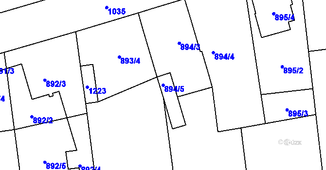 Parcela st. 894/5 v KÚ Bělkovice, Katastrální mapa