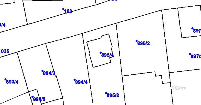 Parcela st. 895/4 v KÚ Bělkovice, Katastrální mapa