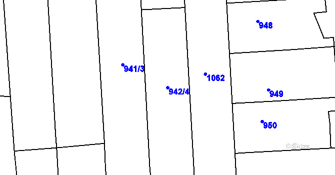 Parcela st. 942/4 v KÚ Bělkovice, Katastrální mapa