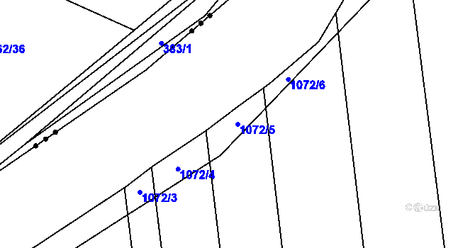 Parcela st. 1072/5 v KÚ Bělkovice, Katastrální mapa