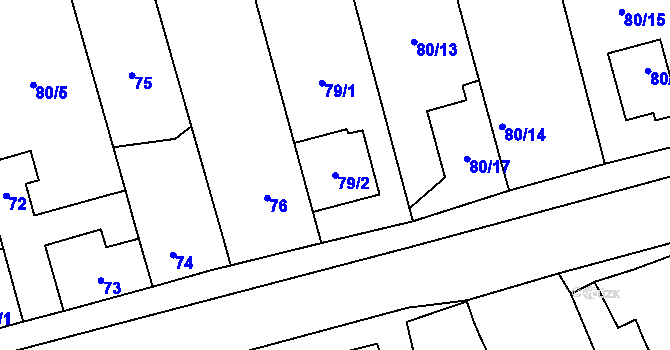 Parcela st. 79/2 v KÚ Bělkovice, Katastrální mapa