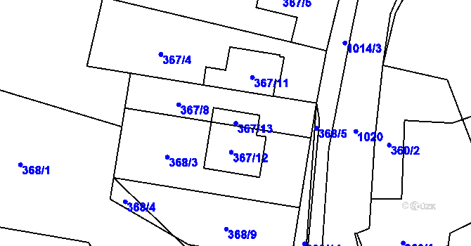 Parcela st. 367/13 v KÚ Bělkovice, Katastrální mapa