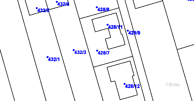 Parcela st. 428/7 v KÚ Bělkovice, Katastrální mapa