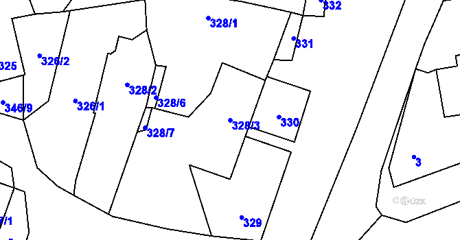 Parcela st. 328/3 v KÚ Bělkovice, Katastrální mapa