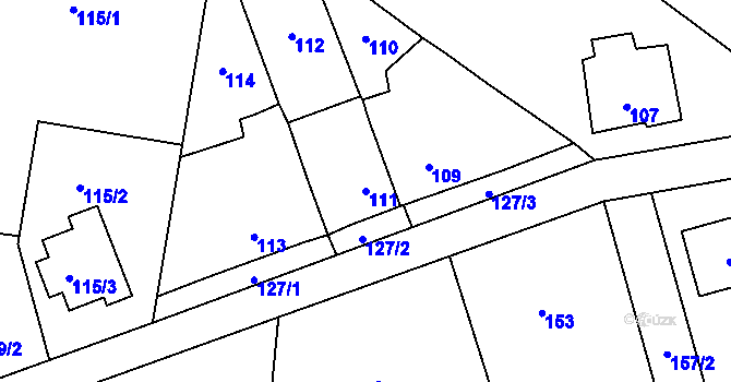Parcela st. 111 v KÚ Lašťany, Katastrální mapa