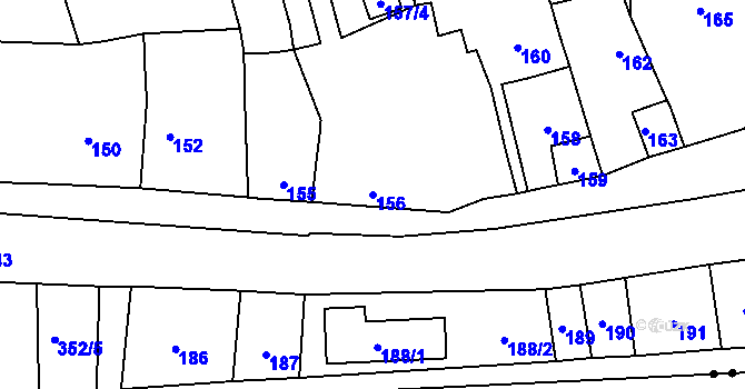 Parcela st. 156 v KÚ Lašťany, Katastrální mapa