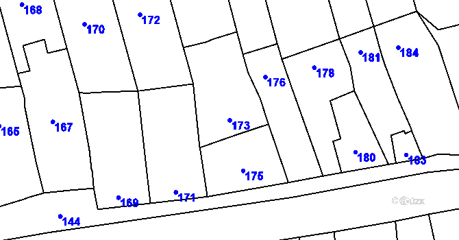 Parcela st. 173 v KÚ Lašťany, Katastrální mapa