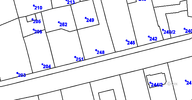 Parcela st. 248 v KÚ Lašťany, Katastrální mapa