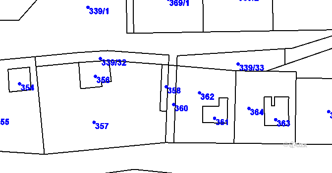 Parcela st. 358 v KÚ Lašťany, Katastrální mapa