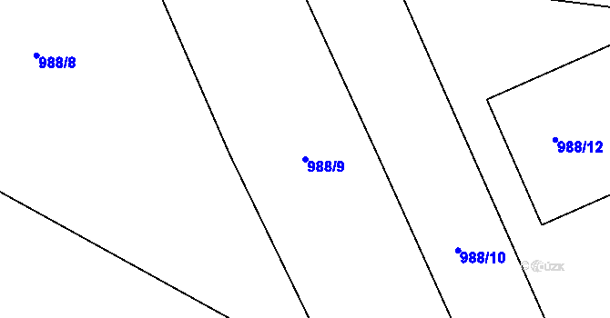 Parcela st. 988/9 v KÚ Lašťany, Katastrální mapa