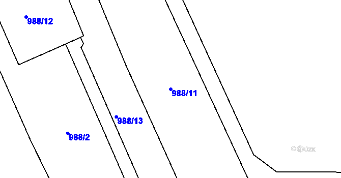 Parcela st. 988/11 v KÚ Lašťany, Katastrální mapa