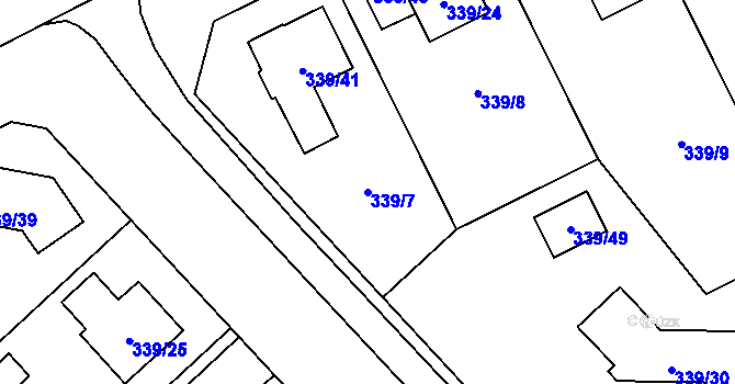 Parcela st. 339/7 v KÚ Lašťany, Katastrální mapa